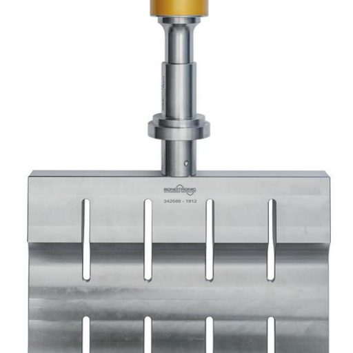 Ausbalanciertes Ultraschall-Schwinggebilde mit Konverter, Booster und Sonotrode zur Integration in Maschinensystem für das präzise Schneiden von Lebensmitteln