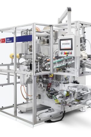Die neue Wickelmaschine H-SM (Hybrid Sweet Magic) verpackt Schokoladenhohlkörper mit Aufhängfaden. (© SACMI Packaging & Chocolate). Die neue Wickelmaschine H-SM (Hybrid Sweet Magic) verpackt Schokoladenhohlkörper mit Aufhängfaden. (© SACMI Packaging & Chocolate).